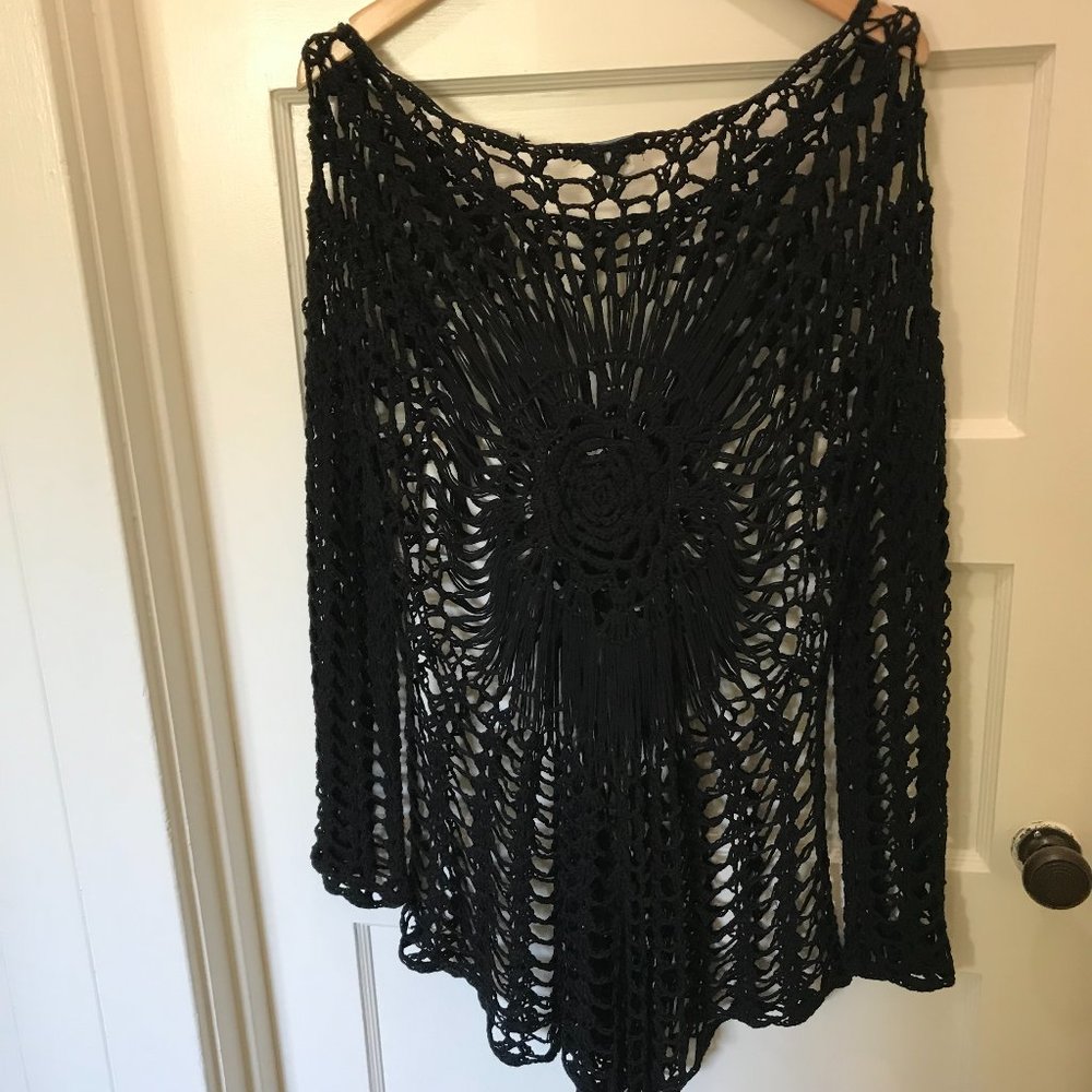 Black Macrame Cover Up L/XL
